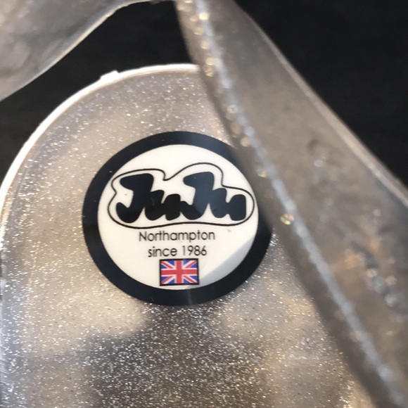 Jujus Chunky Silver Sparkle Jelly Heels with White Sole NWT - Picture 9 of 13